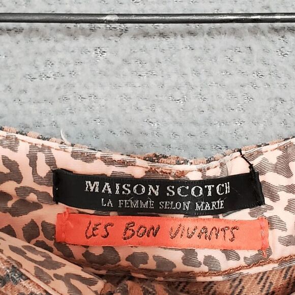 MAISON SCOTCH Women's Brown Striped Distressed Cut Off Shorts 32 - Picture 5 of 8